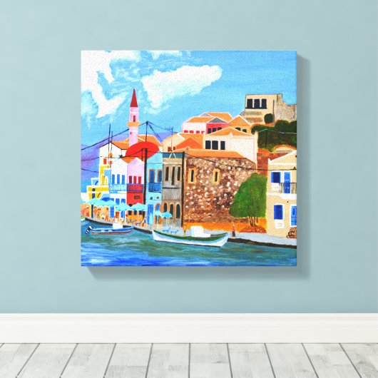 Mooie Griekenland Canvas Afdruk (Insitu (Houten vloer))