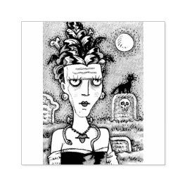 MOOIE GRIEZELIGE FRANKENELLA-MONSTER, GRAVEN, KAT RUBBERSTEMPEL