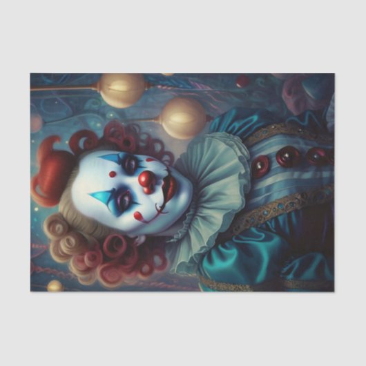 Mooie griezelige vrouw clown decoupage papier (Voorkant)