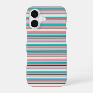 Mooie grijze aqua strepen iPhone 16 hoesje