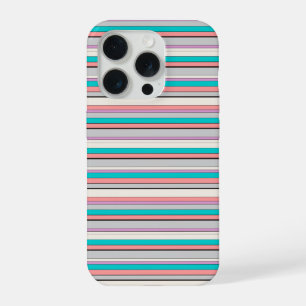 Mooie grijze aqua strepen iPhone 15 pro case