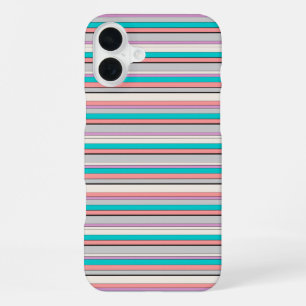 Mooie grijze aqua strepen iPhone 16 plus hoesje