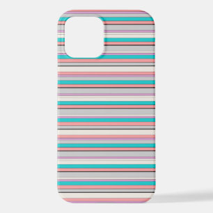 Mooie grijze aqua strepen iPhone 12 hoesje