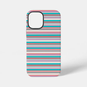 Mooie grijze aqua strepen iPhone 12 mini hoesje