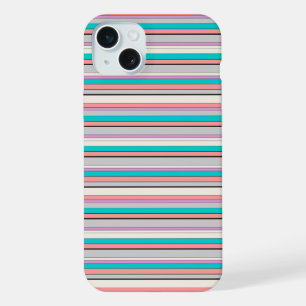 Mooie grijze aqua strepen iPhone 15 plus case