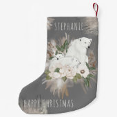 Mooie grijze Beer met prettige kerstnaam Kleine Kerstsok (Achterkant)