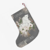 Mooie grijze Beer met prettige kerstnaam Kleine Kerstsok (Achterkant (Hangend))