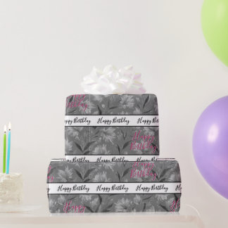 Mooie grijze bloemen cadeaupapier