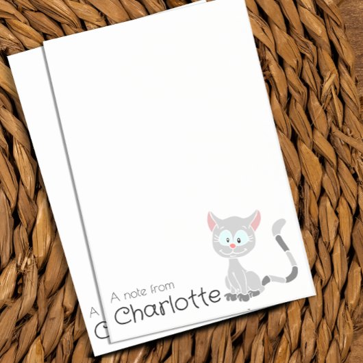 Mooie grijze cartoon kat naam post-it® notes