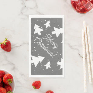 Mooie grijze en witte kerstboom silhouetten servet