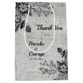 Mooie grijze en zwarte artistieke bloemen medium cadeauzakje (Voorkant)