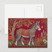 Mooie grijze ezel rode platteland briefkaart (Voorkant / Achterkant)