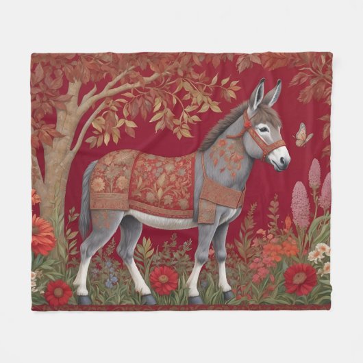 Mooie grijze ezel rode platteland fleece deken (Voorkant (Horizontaal))