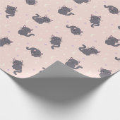 Mooie Grijze Kat Roze Inpakpapier (Hoek)
