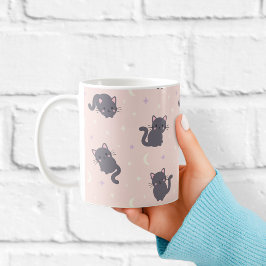 Mooie Grijze Kattenmok | Roze Kawaii Katten Koffiemok