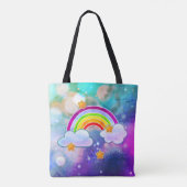 Mooie grijze kawaii koala met regenboogsterren tote bag (Achterkant)