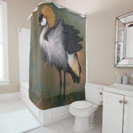 Mooie grijze kraan met kroonkraan - Migned Paintin Douchegordijn