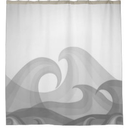 Mooie Grijze Kunst Golven van Waterpret Douchegordijn