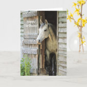 Mooie grijze merrie paard Custom Happy Birthday Kaart (Gele Bloem)