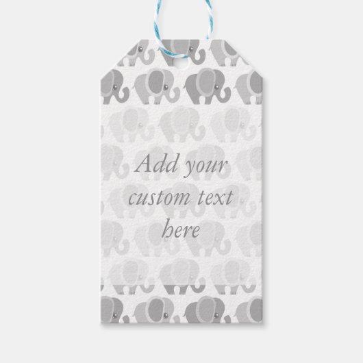 Mooie grijze olifanten Baby Cadeaulabel (Voorkant)