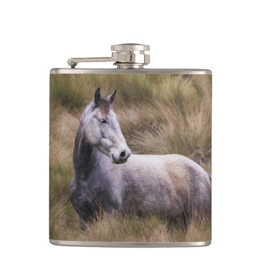 Mooie grijze paard heupfles (Voorkant)