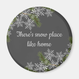 Mooie grijze sneeuwvlok en Pine Winter Home Magnet