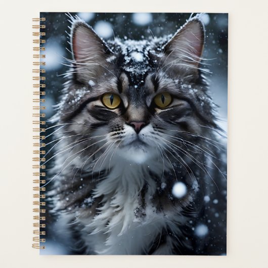 Mooie Grijze Tabby Kat in de Sneeuw Planner (Voorkant)