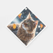 Mooie Grijze Tabby Kat Vallen Bladeren Servet (Hoek)