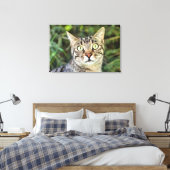 Mooie, grijze tafeltje met groene ogen dicht bij d canvas afdruk (Insitu (Slaapkamer))