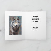 Mooie Grijze Wilde Wolf Olie Stijl Gelukkige Verja Kaart (Binnen)
