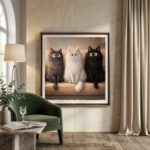 Mooie grijze, witte en zwarte katjes muurposter