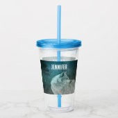 Mooie Grijze Wolf in een Donker Bos Acryl Drinkbeker (Voorkant)