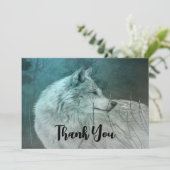 Mooie Grijze Wolf in een Donker Bos Bedankkaart (Staand voorkant)