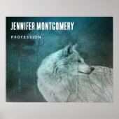 Mooie Grijze Wolf in een Donker Bos Bedrijf Poster (Voorkant)