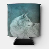 Mooie Grijze Wolf in een Donker Bos Blikjeskoeler (Voorkant)