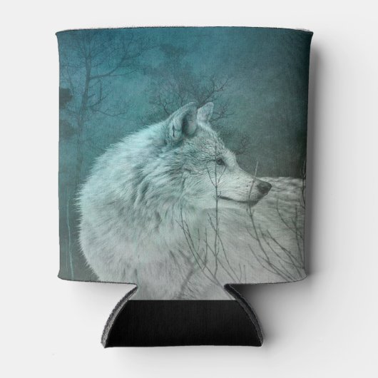 Mooie Grijze Wolf in een Donker Bos Blikjeskoeler (Voorkant)