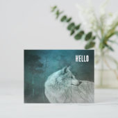 Mooie Grijze Wolf in een Donker Bos Briefkaart (Staand voorkant)