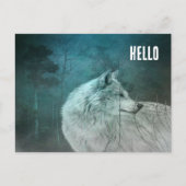 Mooie Grijze Wolf in een Donker Bos Briefkaart (Voorkant)