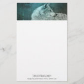 Mooie Grijze Wolf in een Donker Bos Briefpapier (Voorkant)