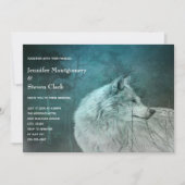 Mooie Grijze Wolf in een Donker Bos Bruiloft Kaart (Voorkant)