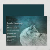 Mooie Grijze Wolf in een Donker Bos Bruiloft Kaart (Voorkant / Achterkant)