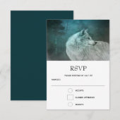 Mooie Grijze Wolf in een Donker Bos Bruiloft RSVP Kaartje (Voorkant / Achterkant)