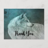Mooie Grijze Wolf in een Donker Bos Dank u Briefkaart (Voorkant)