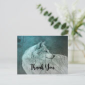 Mooie Grijze Wolf in een Donker Bos Dank u Briefkaart (Staand voorkant)