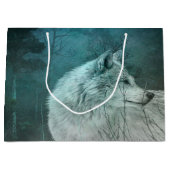 Mooie Grijze Wolf in een Donker Bos Groot Cadeauzakje (Voorkant)