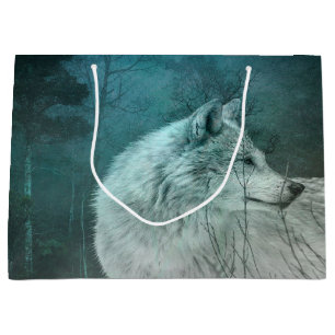 Mooie Grijze Wolf in een Donker Bos Groot Cadeauzakje
