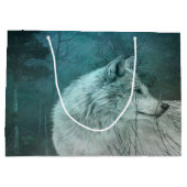 Mooie Grijze Wolf in een Donker Bos Groot Cadeauzakje (Achterkant)