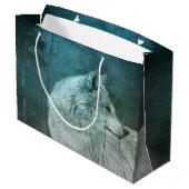 Mooie Grijze Wolf in een Donker Bos Groot Cadeauzakje (Achterkant Gekanteld)