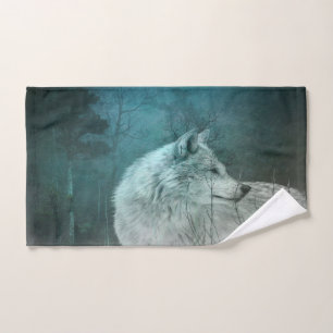 Mooie Grijze Wolf in een Donker Bos Handdoek