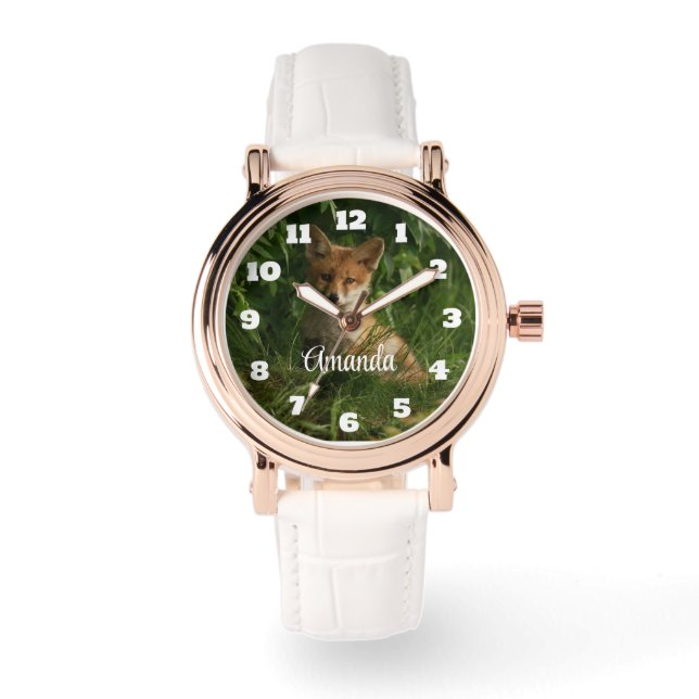 Mooie Grijze Wolf in een Donker Bos Horloge (Voorkant)